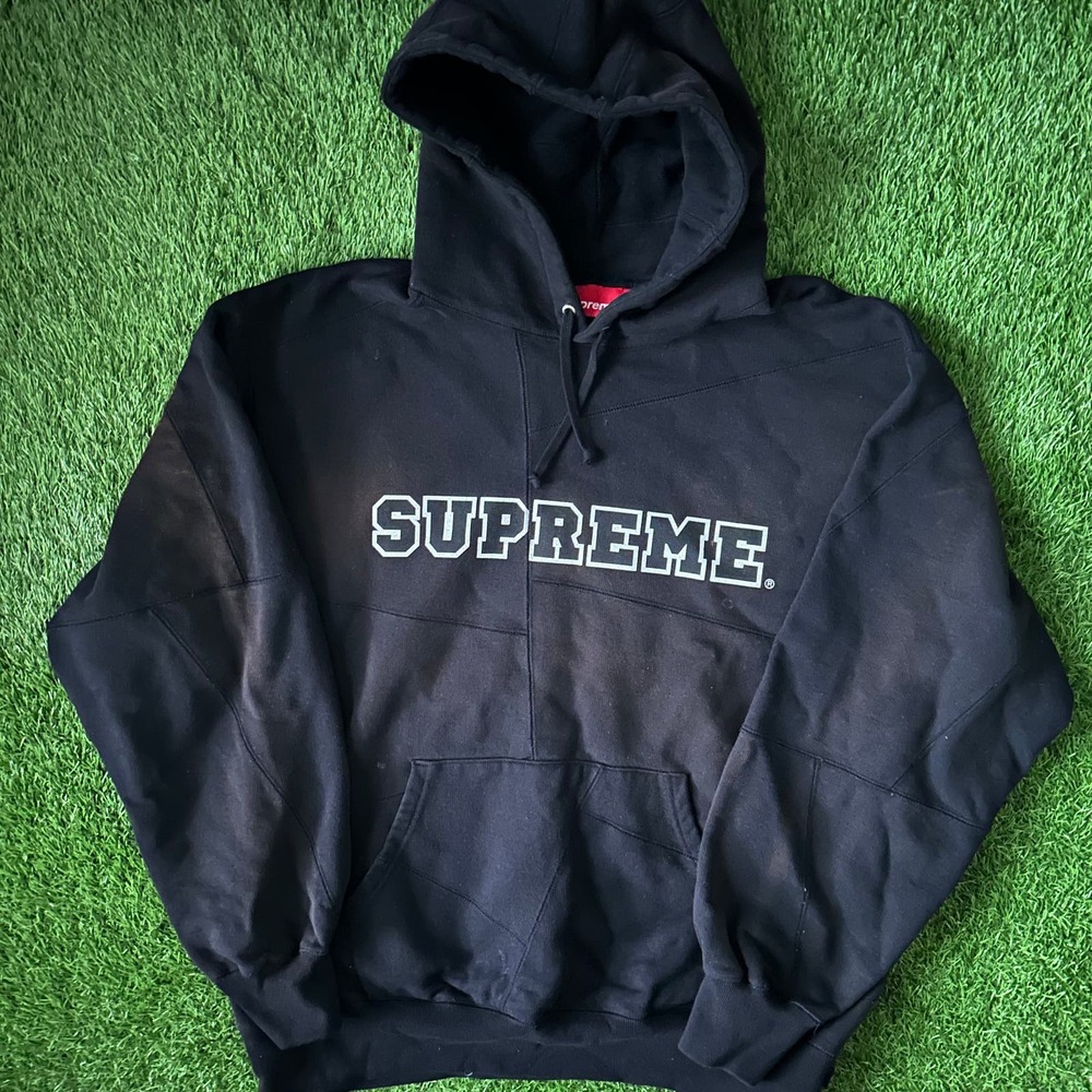 Supreme Patchwork Bleached Black Hoodie - image 1